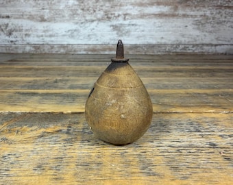 Vintage Antique Wood and Metal Spinning Top Toy