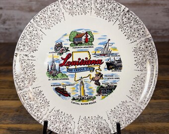 Vintage 7" Louisiana Collectible State Plate Landmark Souvenir