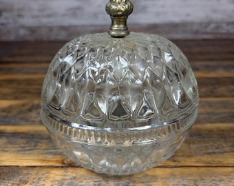 Vintage Indiana Glass Mount Vernon Candy Dish with Dome Lid and Brass Acorn Finial