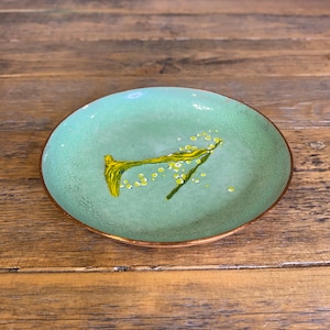 Vintage Leon Statham Enameled Copper Trinket Dish: MCM Abstract Design