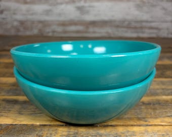 Zestaw 2 misek w kolorze 7” w kolorze turkusowym, antycznym, Sierra Blue, Hazel Atlas