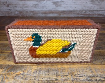 Vintage Mallard Duck Needlepoint Handmade Weighted Door Stop