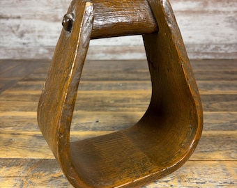 Vintage Antique Primitive Bent Wooden Horse Vintage Cowboy Saddle Stirrup