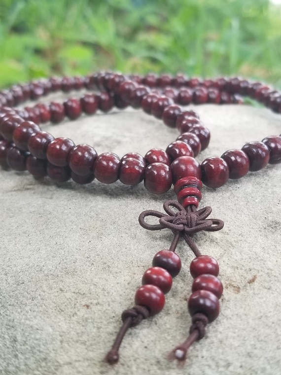 108 6mm Wood Prayer Beads Yoga Meditation Mala Necklace Bracelet 