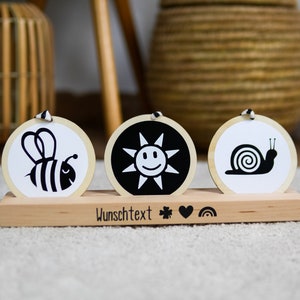 Kontrast Anhänger Halter Holzständer Montessori Bilderleiste Baby Geschenk Kontrastkarten Halter Montessori Baby Fotoleiste Geburt Geschenk