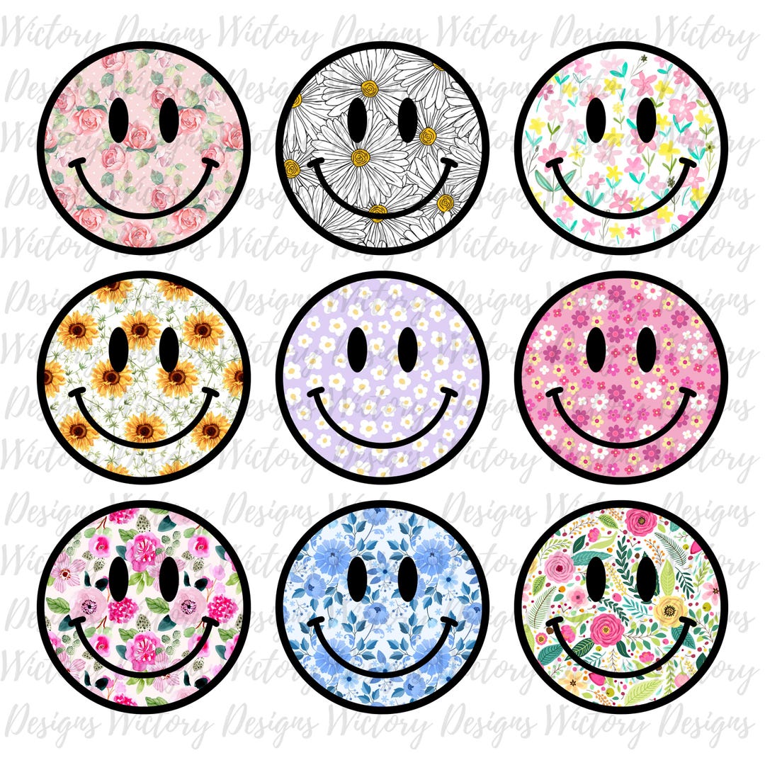 Floral Smiley Face PNG Set – Digital Download - Etsy
