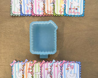Goose Postage Stamp Freshie Mold + 12 Cardstock Designs | Silly Goose Car Freshie Mold | No Painting Required