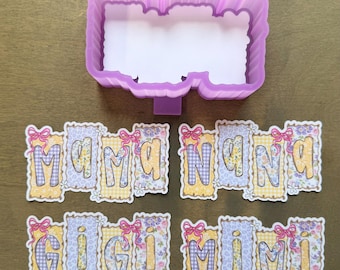 Car Freshie Mold & Cardstock Set | Mama Mimi Nana Gigi Retro Quilted Patchwork