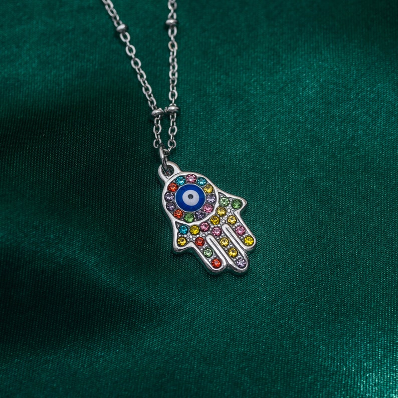 Hamsa, Evil Eye, Protection Necklace 18k Gold, Stainless Steel, Evil ...