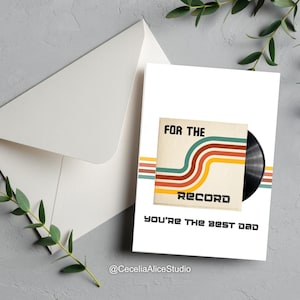Cartão de Dia dos Pais - Para Registro - Disco de Vinil - Cartão de Pai Engraçado - Visual Vintage