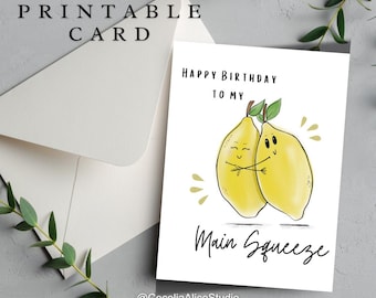 Funny Lemon Birthday Card: Main Squeeze Pun (Digital)