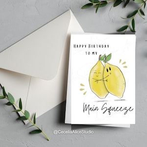 Feliz aniversário para minha namorada - Limões - Limão estilo desenho animado - Feliz aniversário - Cartão de felicitações - Esposa - Marido - Melhor amigo - Melhor amiga