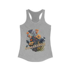 Superbloom Botanical Women&#39;s Racerback Tank Top - Slim Fit, Featuring California Poppies & Wildflowers