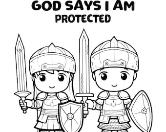 God says I am Bible coloring pages for kids Christian Coloring book Jesus Coloring Pages Coloring book for Sunday School Printables toddlers