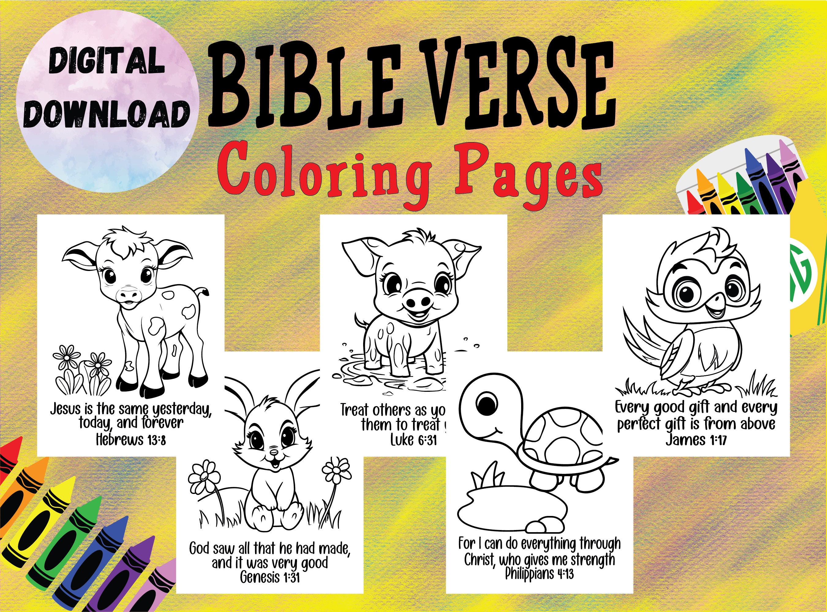 Bible Verse Coloring Pages for Kid Christian Farm Animal Coloring Book ...