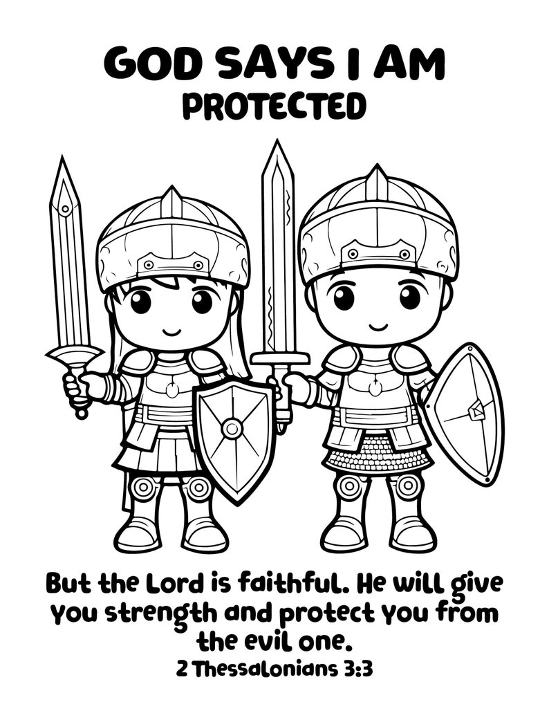 Bible Verse God Says I Am Coloring Pages for Kids Christian Coloring ...