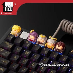 Porte-clés Genshin Impact Artisan — Paimon Aether Zhongli Ayaka Raiden Shogun, peint à la main, clavier mécanique, cadeau de collectionneur d'anime