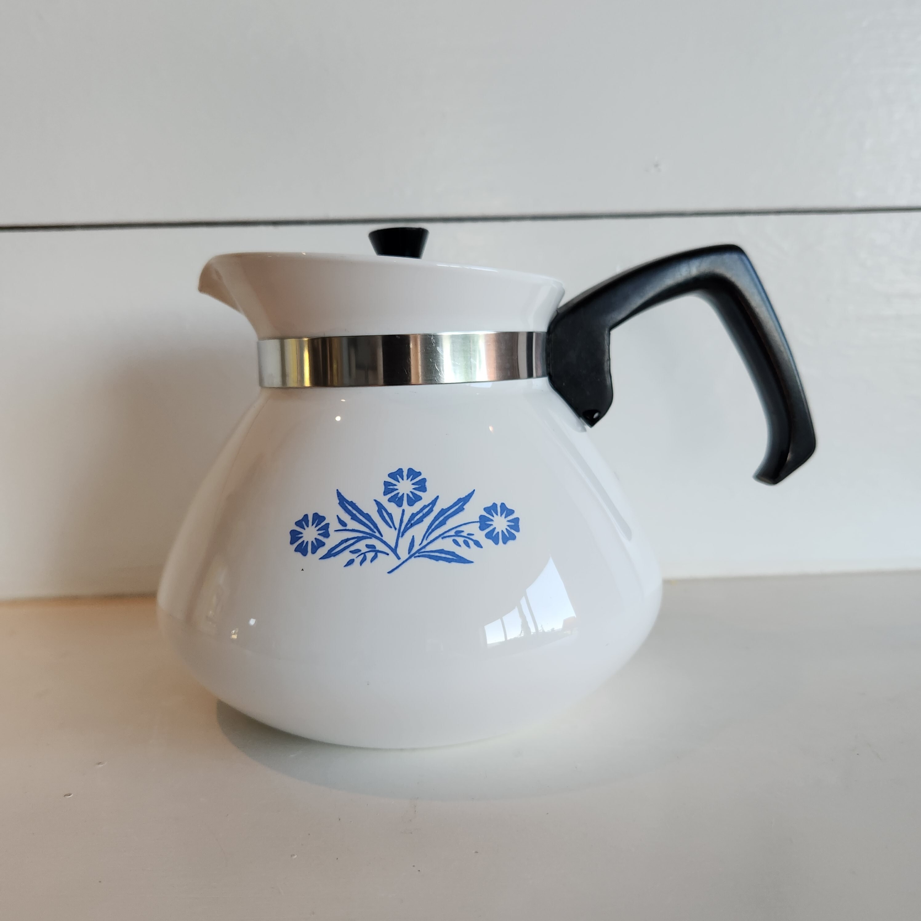 Retro Vintage Corning Ware Blue Cornflower Coffee Pot Percolator 9 cup