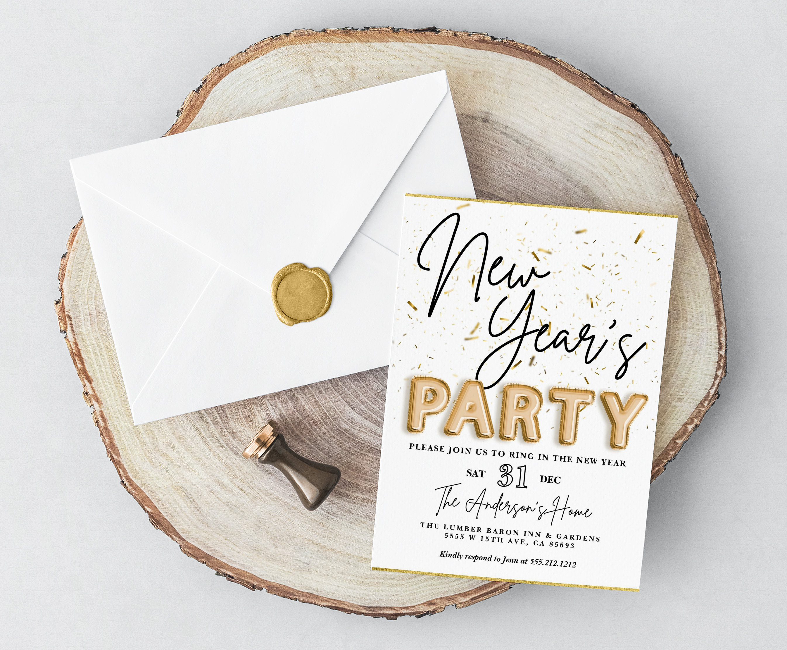 New Year's Eve Party Invitation, New Years Party Invite, New Year's Eve ...