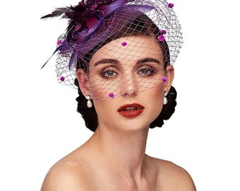 Fascinator, Tea Party-hoed voor dames, kerkhoed, Kentucky Derby-hoed, fancy hoed, bruiloftshoed met clip