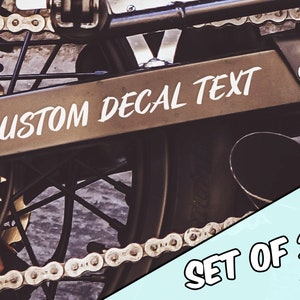 2 Motorcycle Swingarm Custom Text Vinyl Decal - Custom decal for motorcycle swingarm - Bike Custom Frame Decal Sticker -  Personalized!