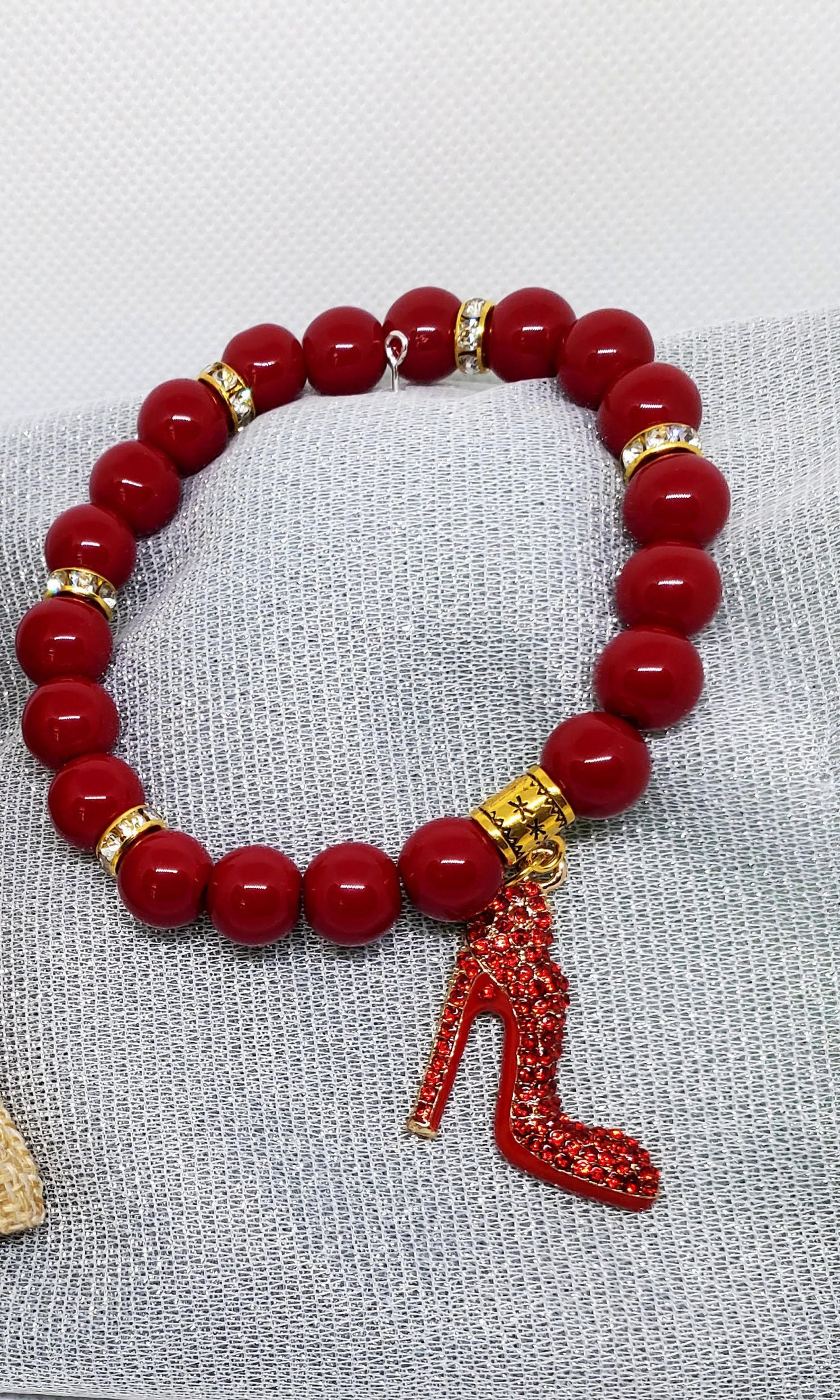 Diva Red Shoe Charm Bracelet With Earrings. Etsy