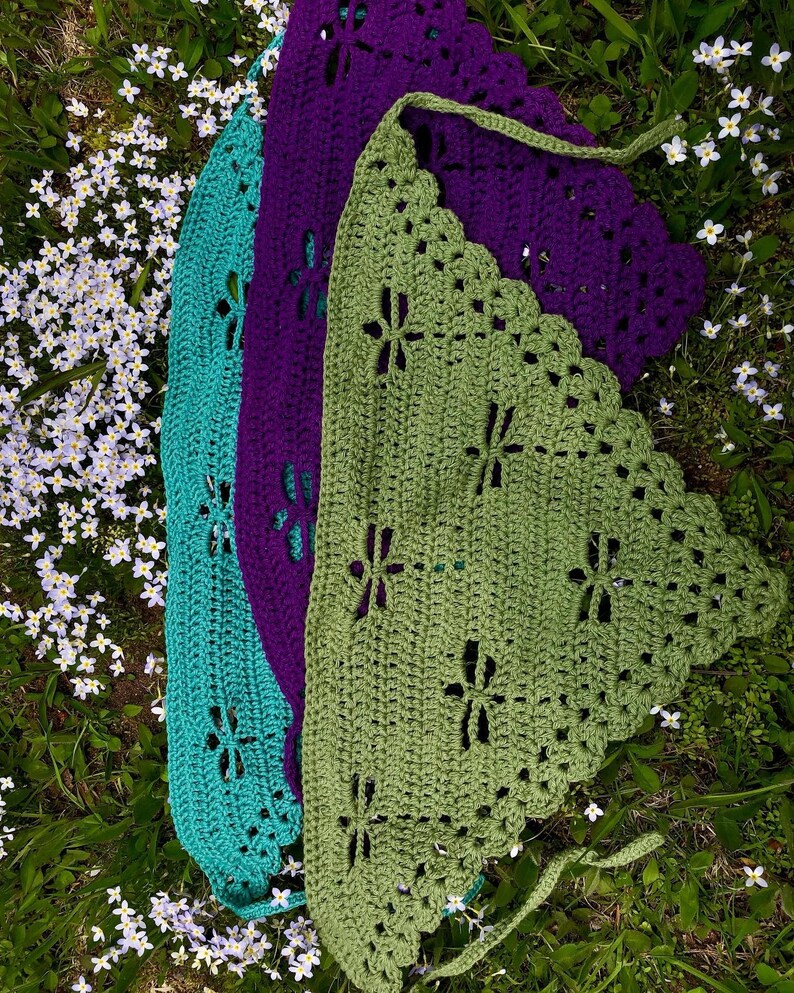 Crochet Bandana Dragonfly Bandana Crochet Accessories Acadia Flower