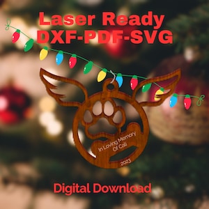 Dog Paw Print Christmas Ornament SVG Files For Cricut, OMtech, 2023 Pet Dog Glowforge SVG Laser Cut Files For Christmas Decoration