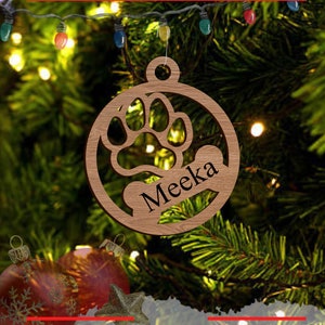 Dog Paw Print Christmas Ornament 4 BUNDLE SVG Files pour Cricut, OMtech, 2023 Pet Dog Glowforge SVG Laser Cut Files pour la décoration de Noël