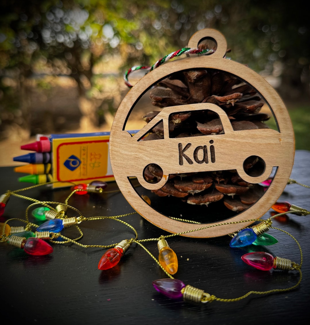 Color Me Personalized Wooden Car Christmas Ornaments, Custom Christmas