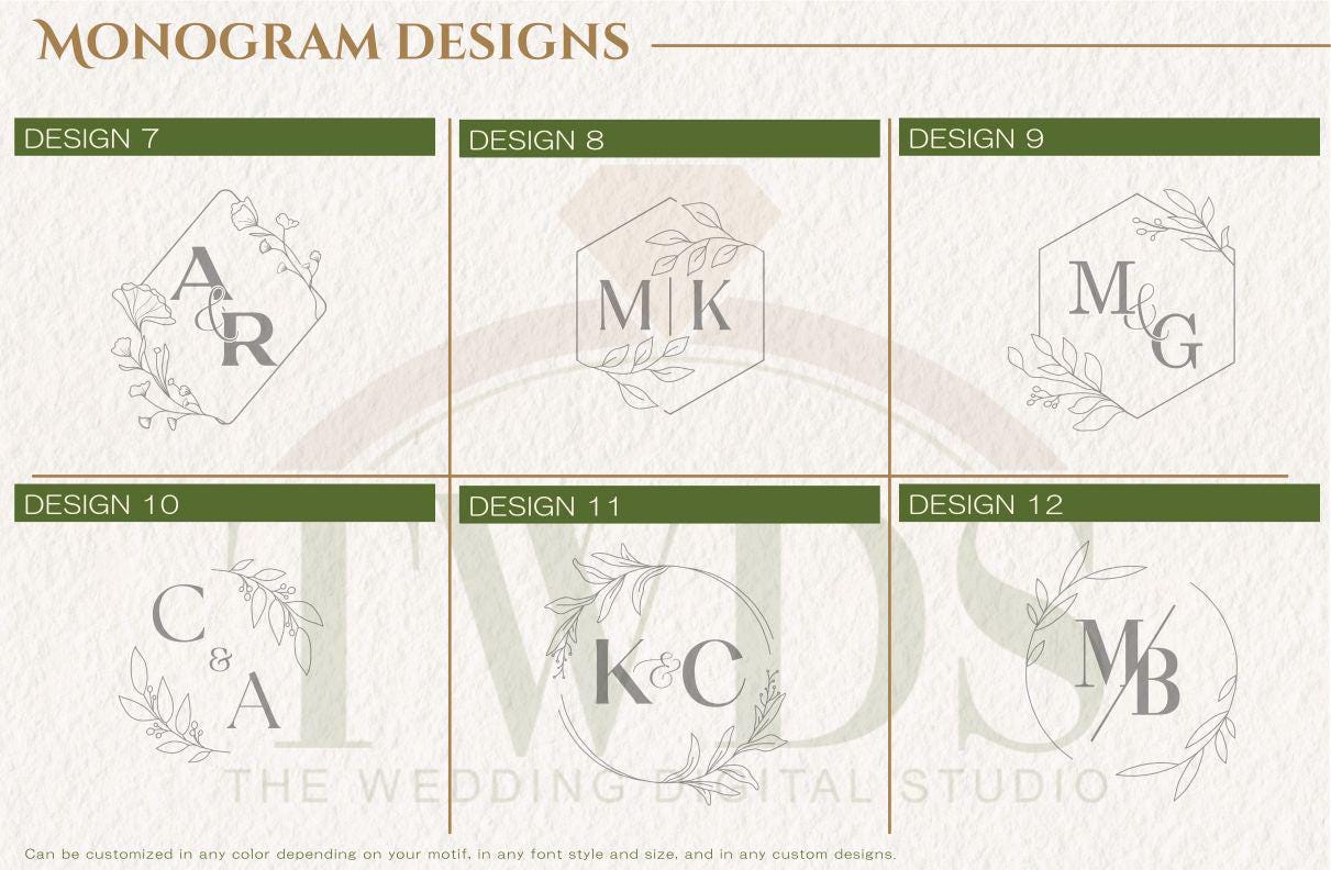 Custom Wedding Monogram Logo | Elegant Initials Design (digital ...