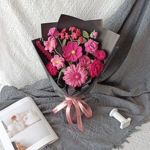 Handmade Crochet Flower Bouquet: Pink Floral Arrangement, Home Decor