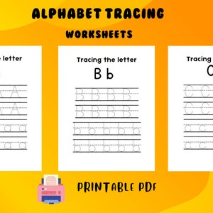 Printable Alphabet Letter Tracing Activities: Worksheets, A to Z, Alphabet Tracing, For toddlers, preschool activities, 26 PDF pages