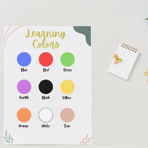 Printable Color Chart- Home School Chart for Teaching Colors - PDF Files