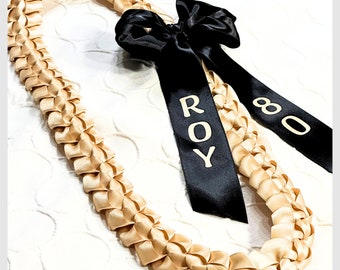 Graduation ribbon lei 2024 gift lei personalized bow with name and date and custom color ribbons high school and college graduate