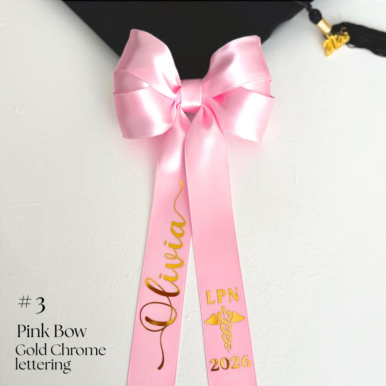 RN GRAD CAP Topper Coquette Bow 2-in-1 Customized Gift Nursing College Class of 2026 Graduation Ceremony Personalized University Keepsake image 12