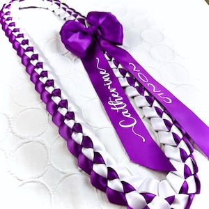 Custom purple graduation lei gift personalized bow for class of 2025 promotion gift College Senior Graduate  gift.