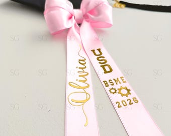 Pink Coquette Graduation Cap Hair Bow Personalized Detachable 2026 Grad Cap Topper Custom Keepsake | Preppy Grad Bow | Photo Op Ready