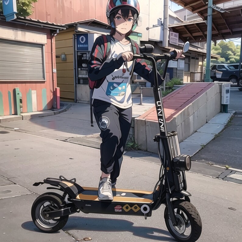 May include: A black electric scooter with a black handlebar and a black seat. The scooter has a black and white logo that says 'DANDI' on the side. The scooter has a black headlight and a black rear light. The scooter has a black footrest and a black wheel with a black tire. The scooter has a black fender and a black frame. The scooter has a black kickstand.