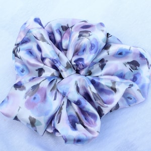 XL, Silky, Floral Lavender Scrunchie- Silky, Fun Elegant- Multi Color
