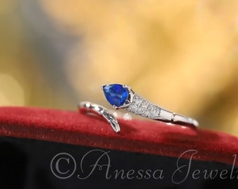 Blue Sapphire Snake Engagement Ring, Lab Created Sapphire Snake Wrap Ring, Lab Grown Diamond, Custom September Birthstone, Anniversary Ring