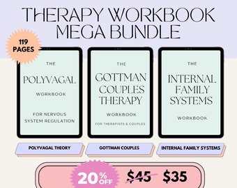 Therapy workbook bundle psychology resources gottman couples therapy internal family systems polyvagal nervous system regulation exercises