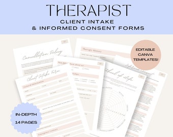 Therapist Client Intake Form for Counseling Psychology Informed Consent Form for Psychotherapy Printable New Client Therapy Form Counselor