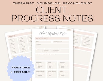 Therapist Client Progress for Counselor Client Notes Psychologist Progress Notes Therapy In-session Notes