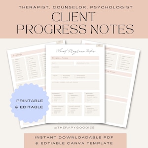 Therapist Client Progress for Counselor Client Notes Psychologist Progress Notes Therapy In-session Notes