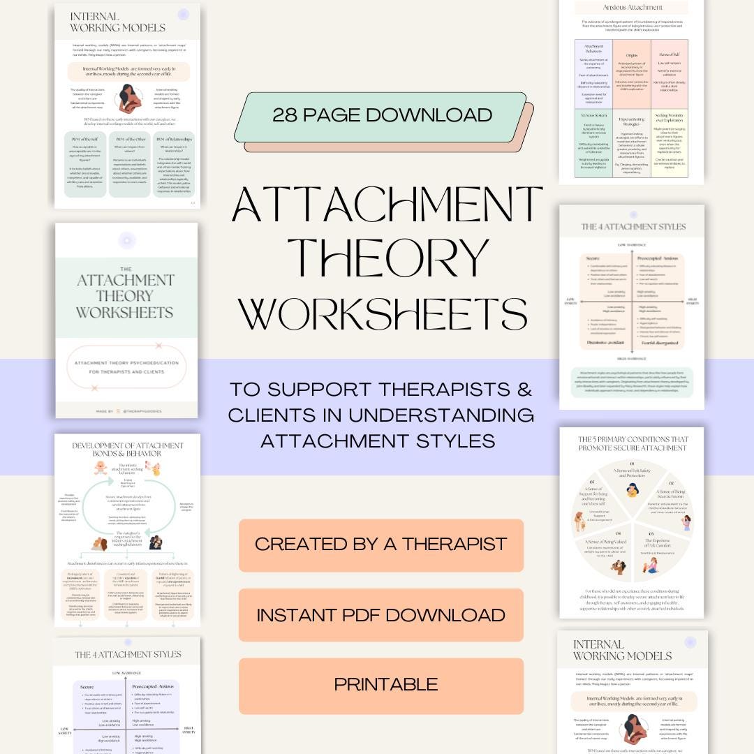 Attachment Theory Worksheets Attachment Styles for Therapist ...