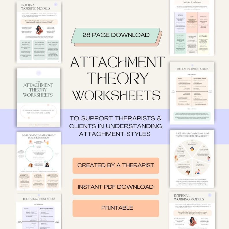 Attachment Theory Worksheets Attachment Styles for Therapist Psychoeducation on Secure, Avoidant, Anxious, Disorganized Attachment Types image 1