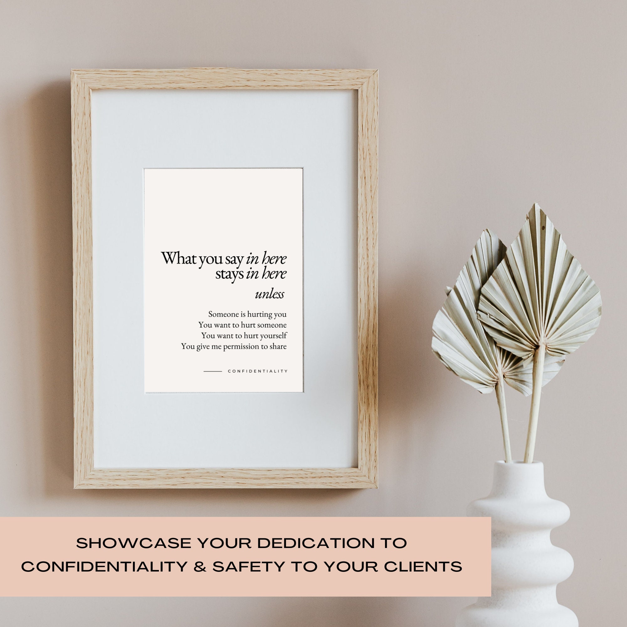 Confidentiality Poster Sign Counseling Office Decor Social Worker ...