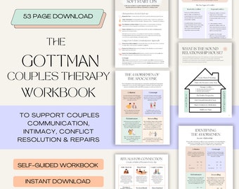 Gottman Couples Therapy Workbook for Therapists Couples Worksheets Relationship House Four Horsemen Couples Communication