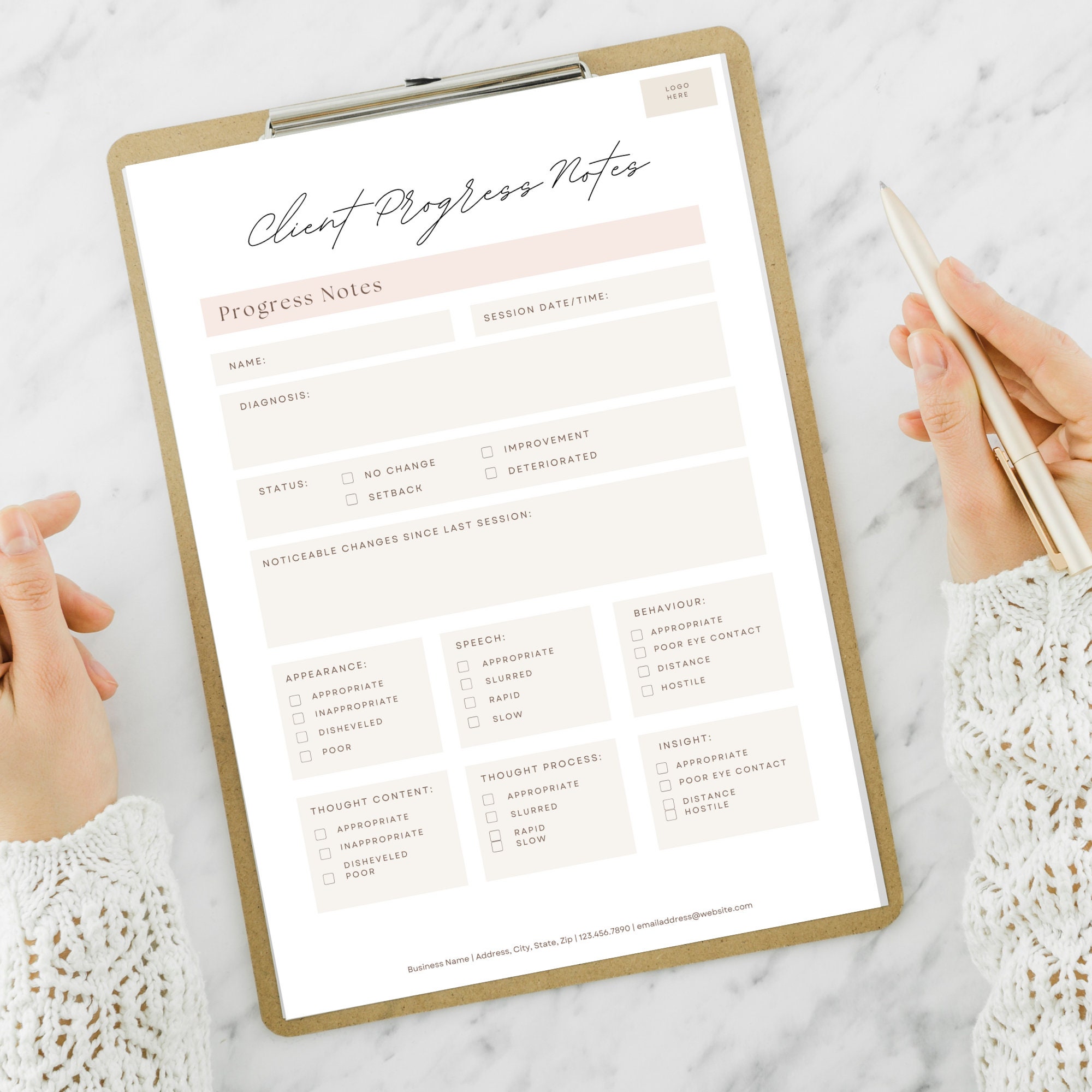 Therapist Client Progress for Counselor Client Notes Psychologist ...